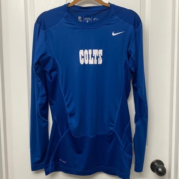 Nike NFL Mens OnField Apparel Colts Blue Long Sleeve Dri-Fit Shirt XL - Picture 1 of 10